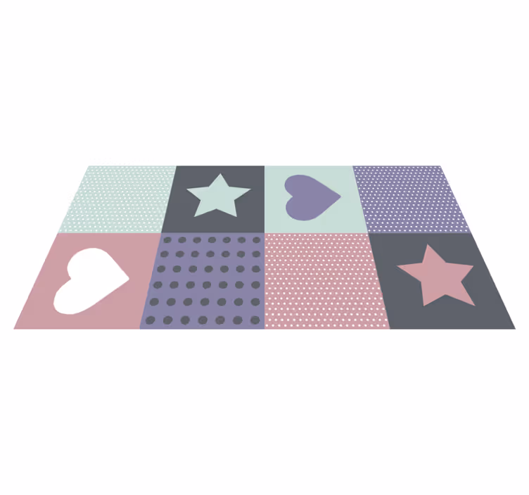 vinil szőnyeg gyerekek patchwork szív csillag - TenStickers