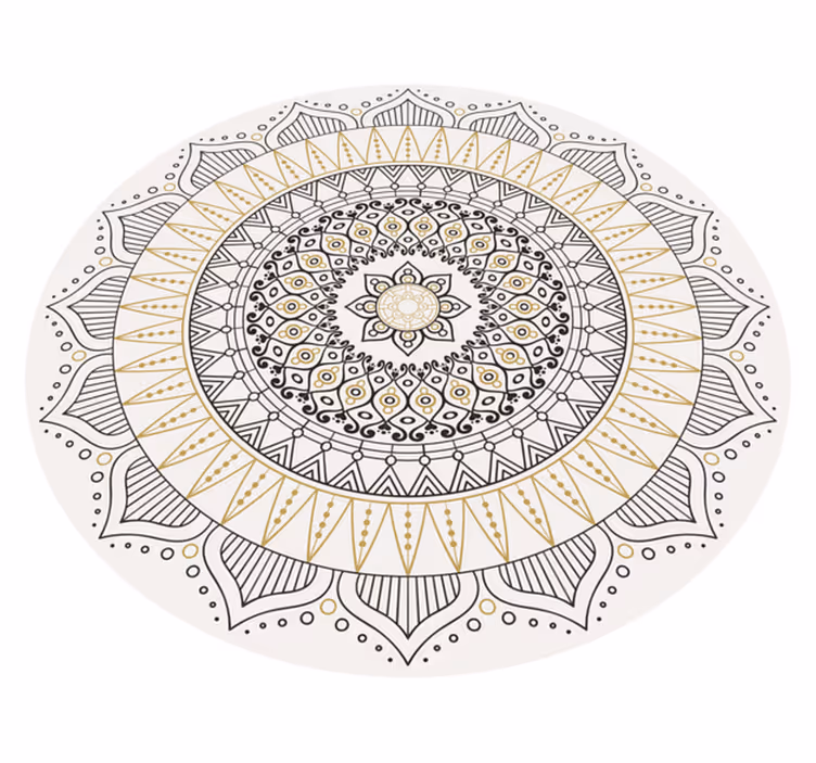 Geometrikus barna és sárga kör alakú mandala szőnyeg - TenStickers