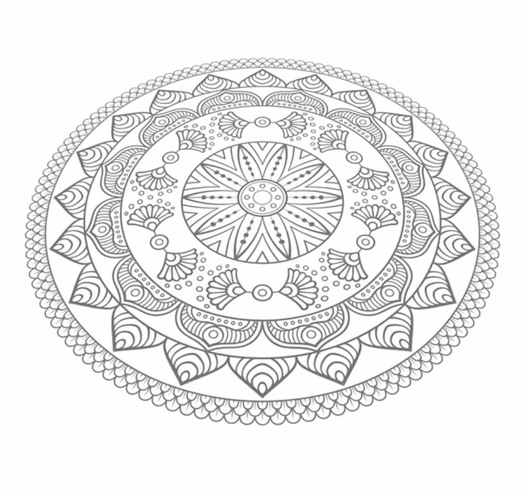 Geometrikus szürke háromszög mintás mandala szőnyeg - TenStickers