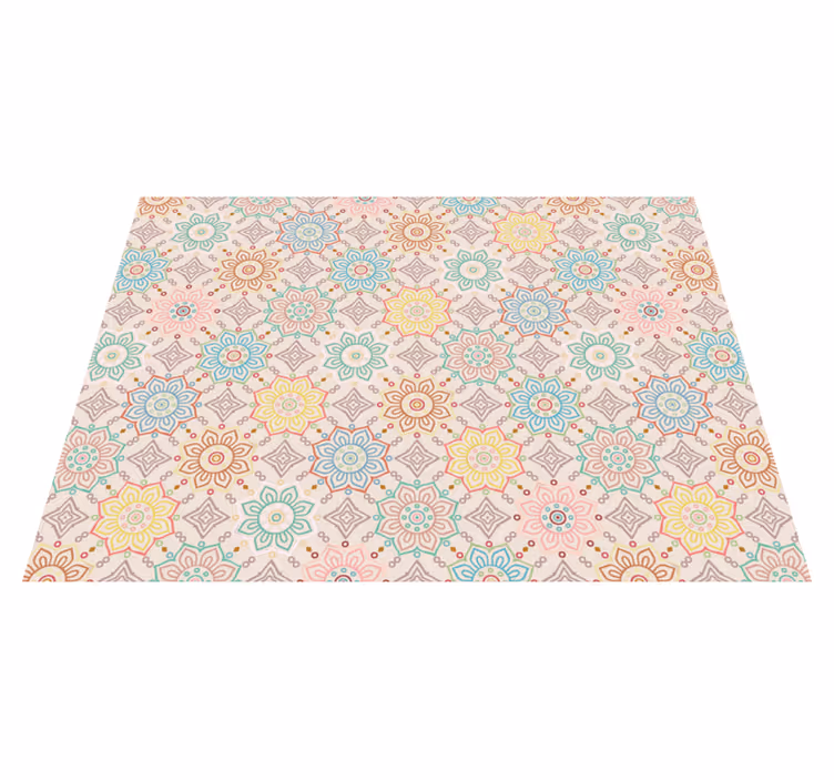 Geometriai mandala minta vinil szőnyeg virágok és növények - TenStickers