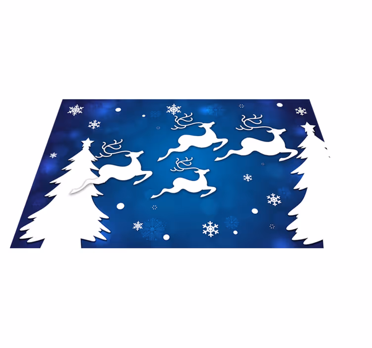 vinil szőnyeg karácsony reindeer repülés a kék háttérben - TenStickers