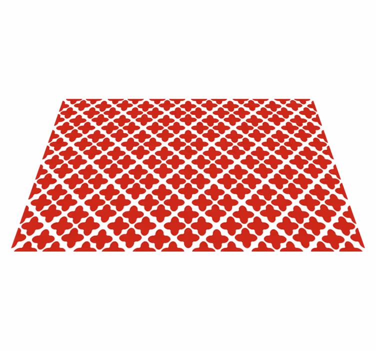Fehér geometriai minta Vinil szőnyeg piros - TenStickers