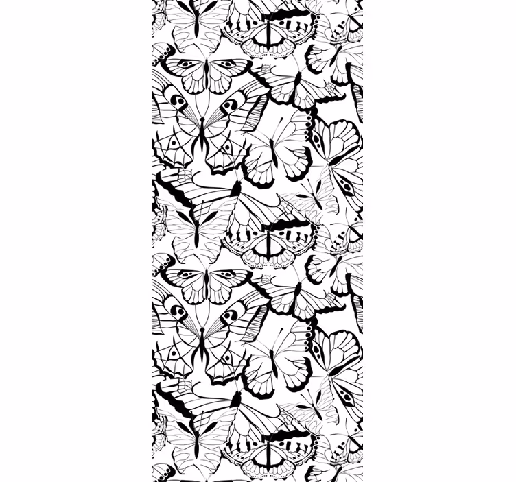 Elegáns fekete-fehér minta - tapéta pillangó - TenStickers