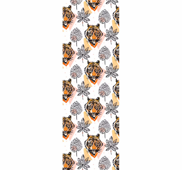 Tigris virágos elemek Állatok tapéta - TenStickers