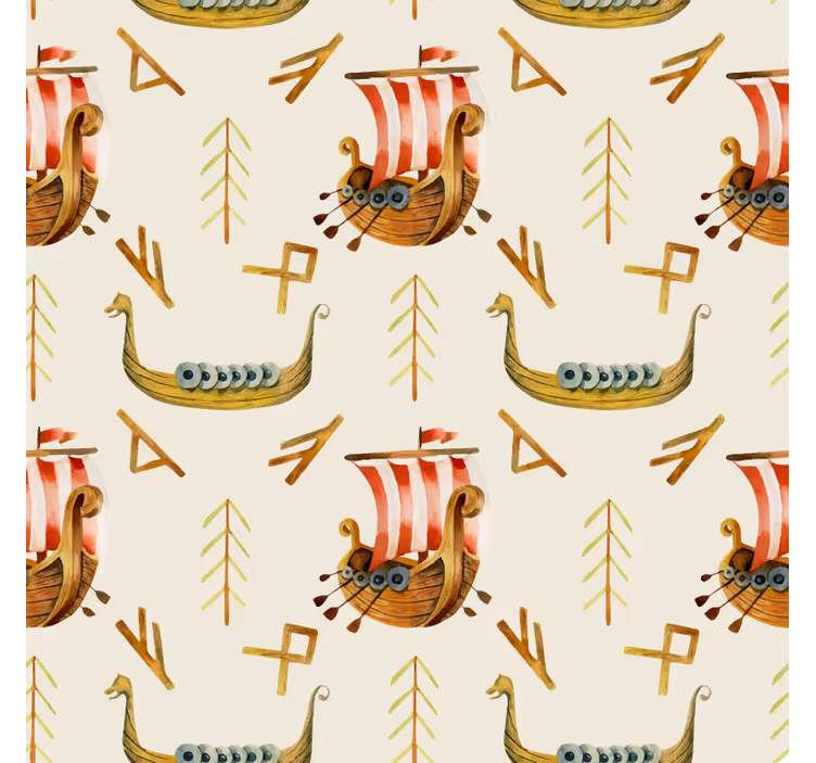 Vikinghajó minta tapéta természet - TenStickers