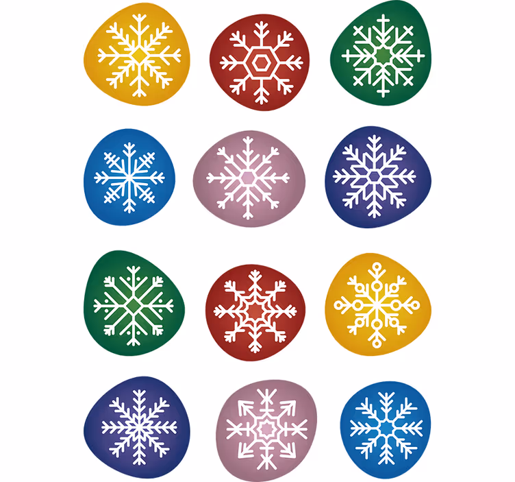 Színes hópelyhek tapéta karácsony - TenStickers