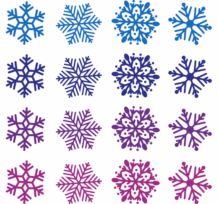 Lila és kék hópelyhek tapéta karácsony - TenStickers
