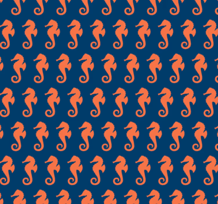 Narancssárga tengeri ló mintás hálószoba tapéta - TenStickers
