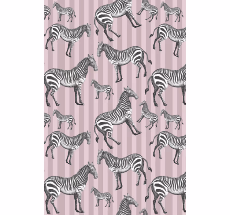 Vintage zebra illusztrációs minta állati tapéta - TenStickers