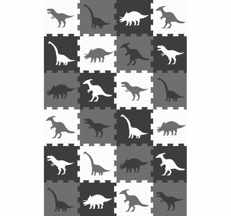 Szürke állatos puzzle tapéta - TenStickers