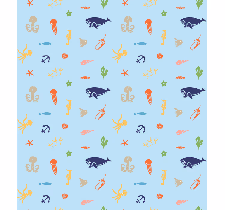 Minimalista tengeri állatok gyerekszoba tapéta - TenStickers
