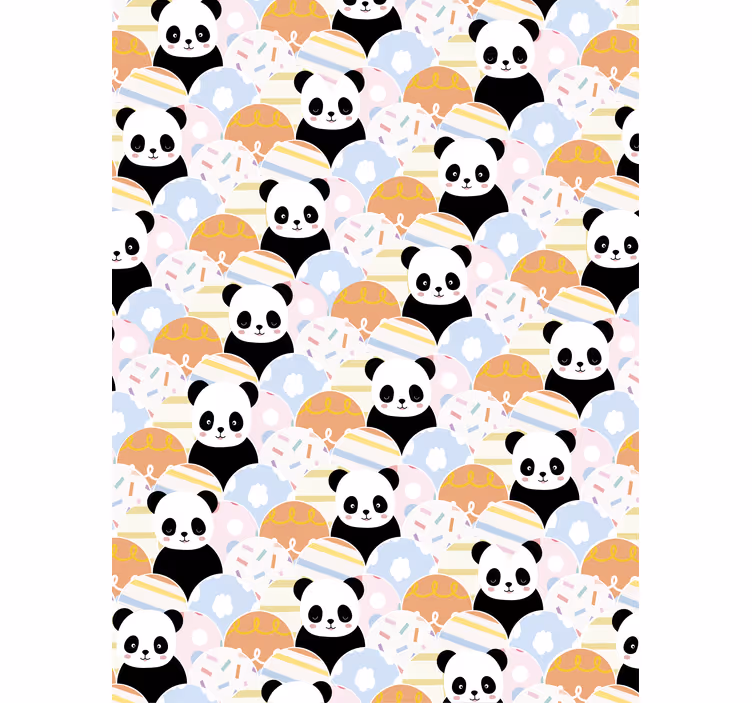 Panda mintás patchwork állatos tapéta gyerekszobába - TenStickers