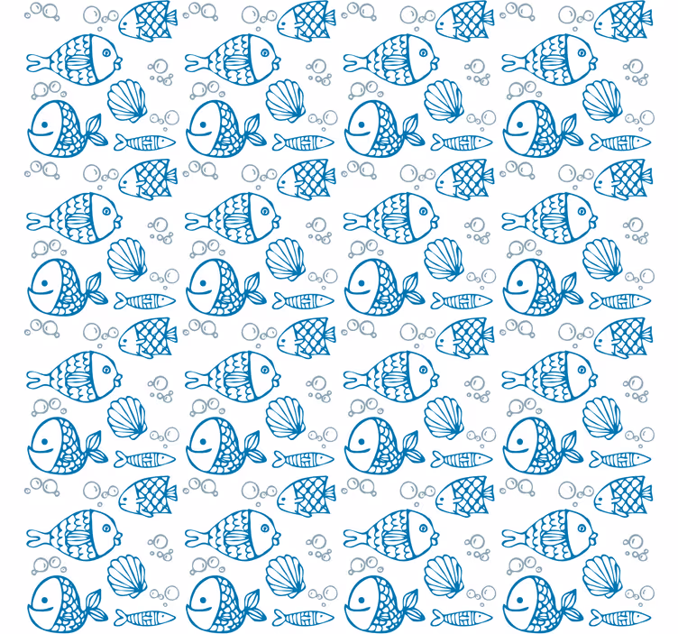 Kék halak fehér háttéren gyerekszoba tapéta - TenStickers