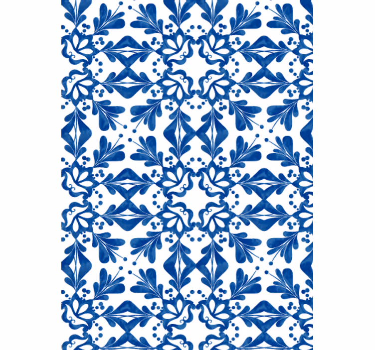 Kék vintage mintás csempe nappali tapéta - TenStickers
