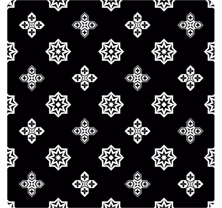 Fekete-fehér vintage mintás tapéta csempék - TenStickers