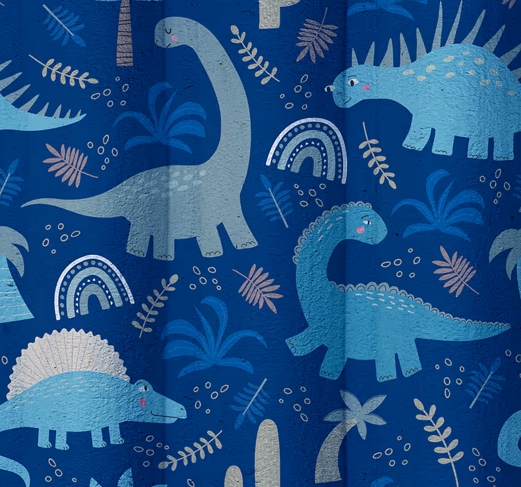 Kék árnyalatú tapéta dinoszauruszok - TenStickers