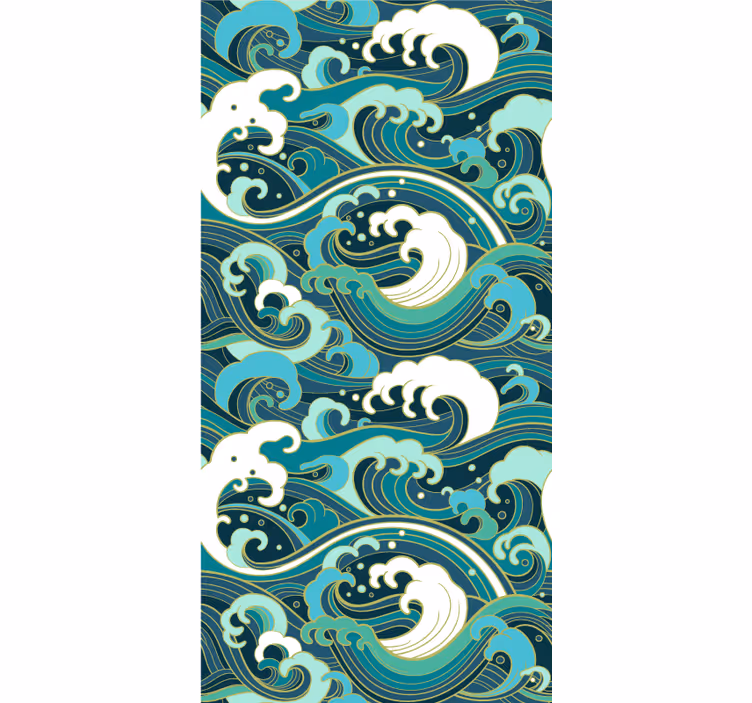 Modern tapéta japán stílusú nagy hullámmal - TenStickers