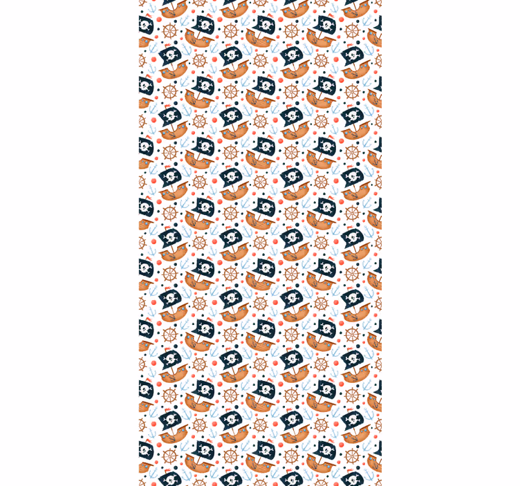 Aranyos mesefigurás kalózhajós mintás tapéta modern - TenStickers