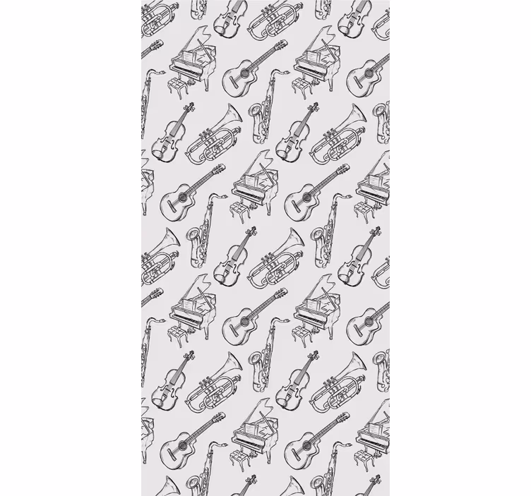 Modern tapéta - kézzel rajzolt hangszer mintázat - TenStickers