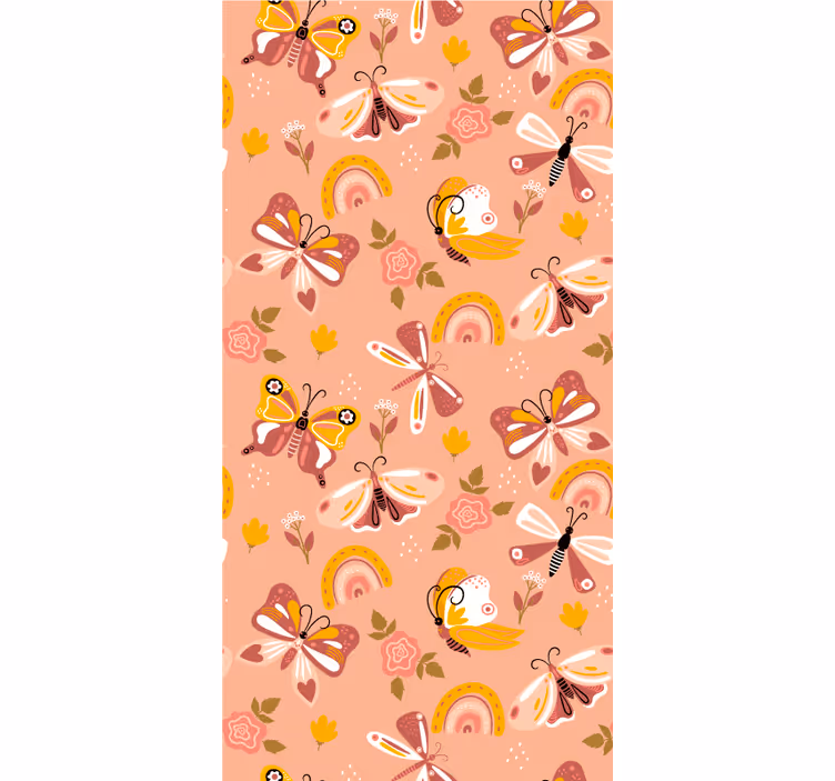 Pillangók és szivárványok boho mintás tapéta modern - TenStickers