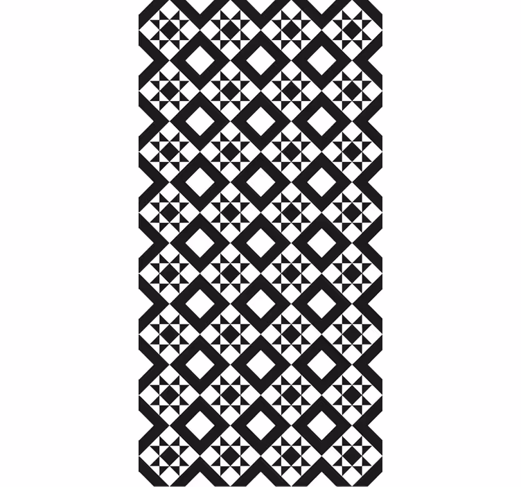 Fekete-fehér geometrikus csempe konyhai tapéta - TenStickers
