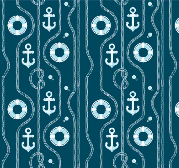 Kék tengeri horgony fürdőszoba tapéta - TenStickers