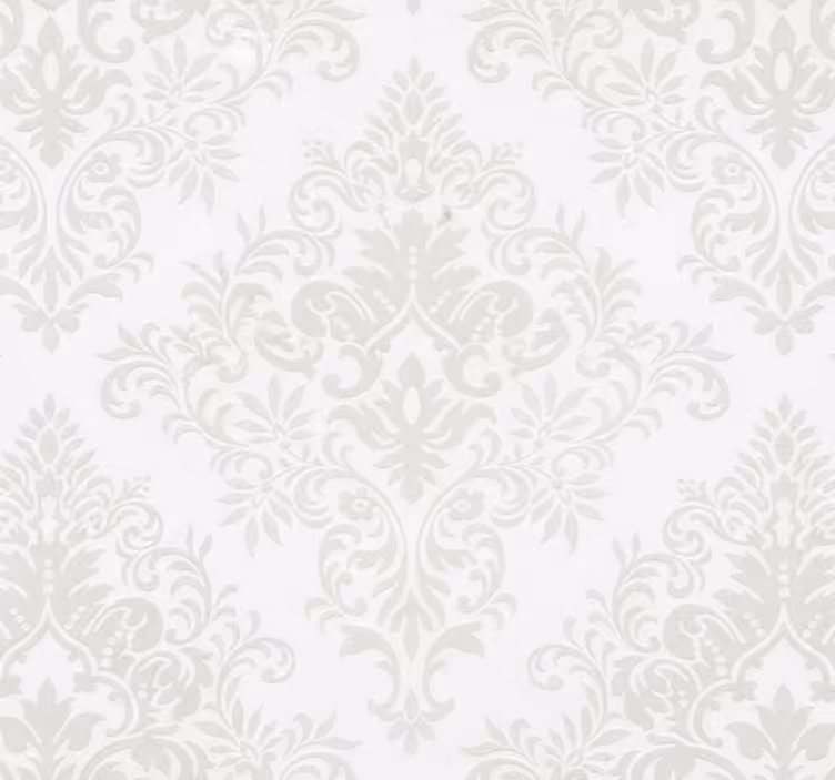 Classic white damask nappali tapéta - TenStickers
