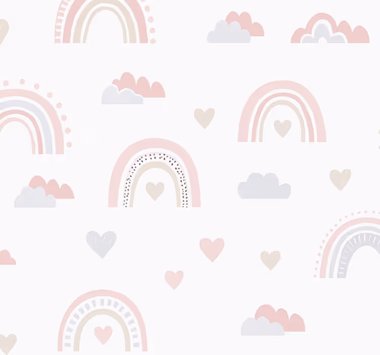 Rózsaszín szivárvány mintás gyerekszoba tapéta - TenStickers