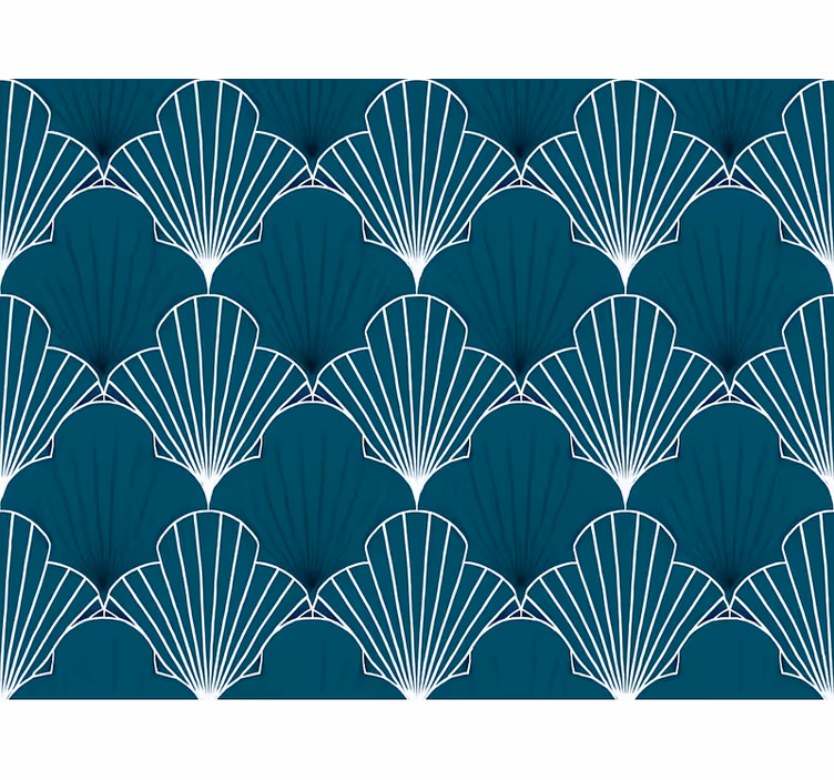 Modern teal scallop fan tapéta absztrakt - TenStickers