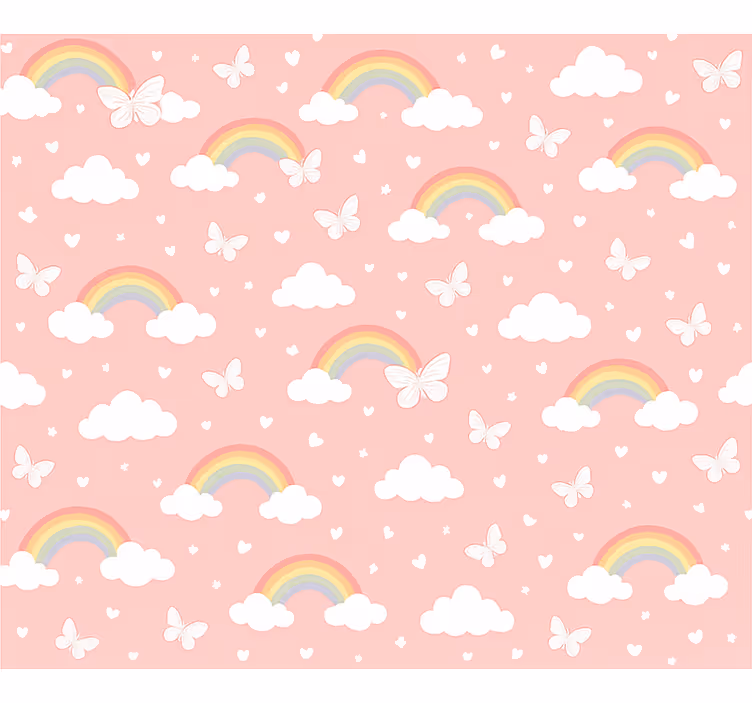 Rózsaszín gyerekszoba szivárvány tapéta - TenStickers
