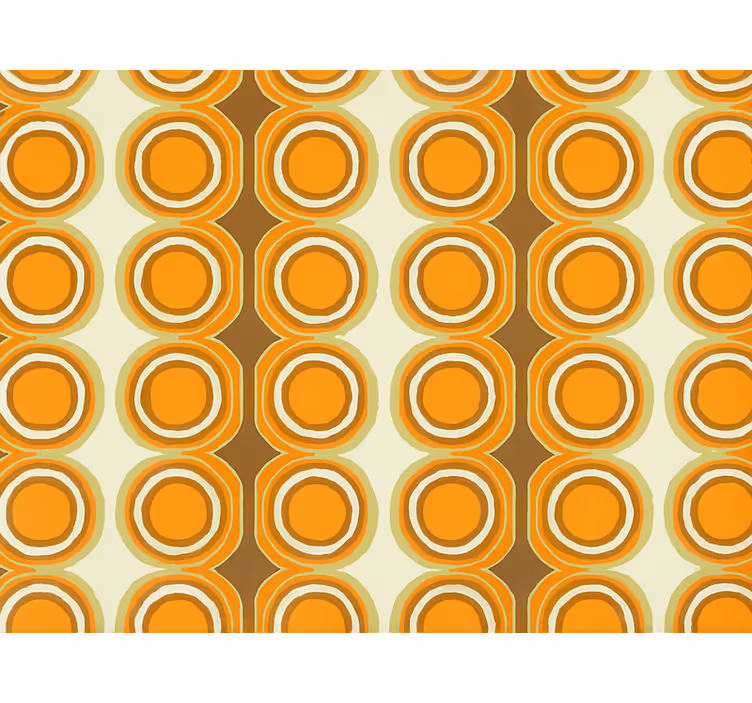 Retro narancs körök mintás nappali tapéta - TenStickers