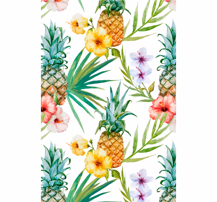 Festett ananász tapéta virágok - TenStickers