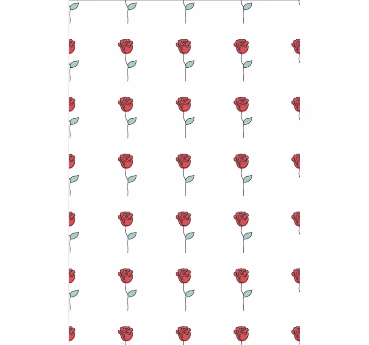 Cuki piros rózsa vonalrajz tapéta virágok - TenStickers