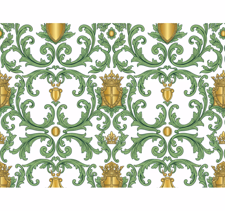 Zöld és arany ornamentális - barokk tapéta - TenStickers