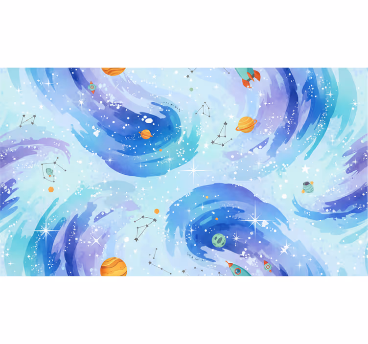 Galaxis stílusú világoskék gyerekszoba tapéta - TenStickers