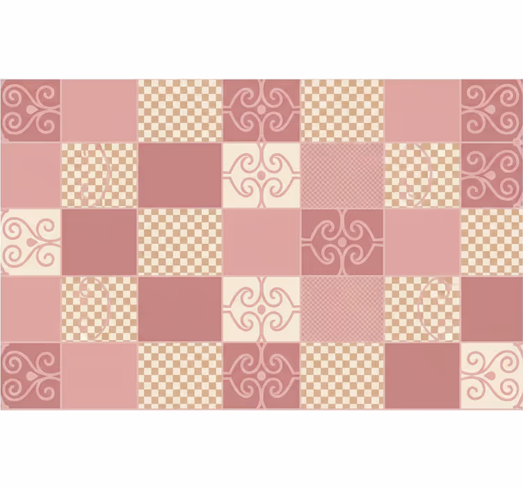 Vintage kockás mintás rózsaszín geometrikus tapéta - TenStickers