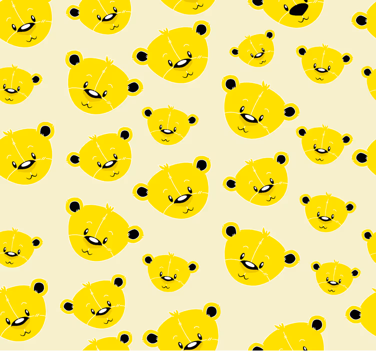 Medvés minta sárga háttérkép - TenStickers