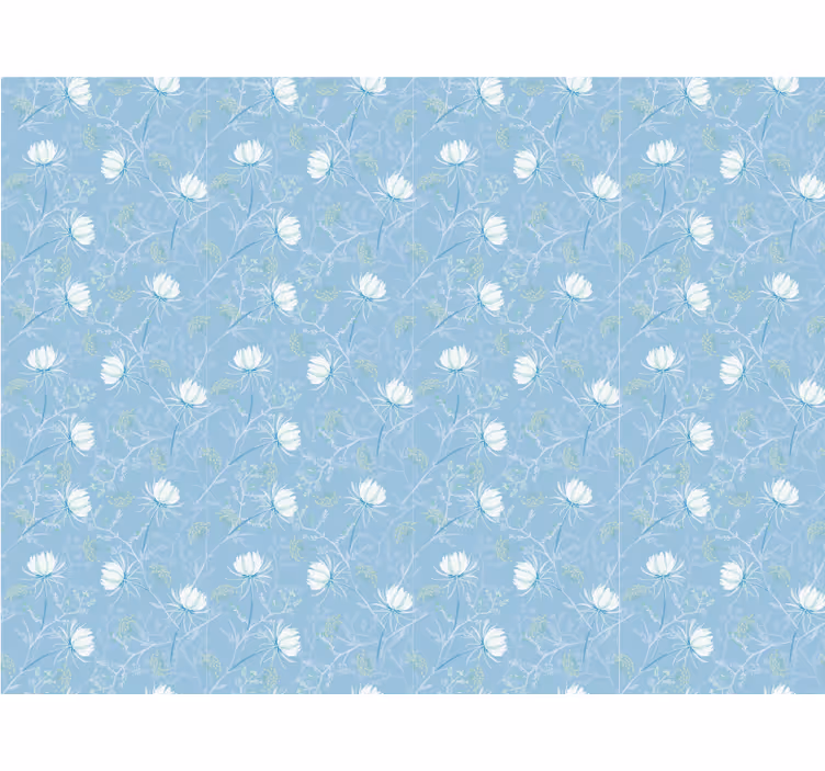 Botanikai levél minta kék tapéta - TenStickers