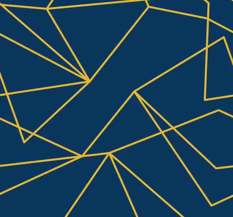 Kék tapéta - geometrikus aranyvonalak - TenStickers