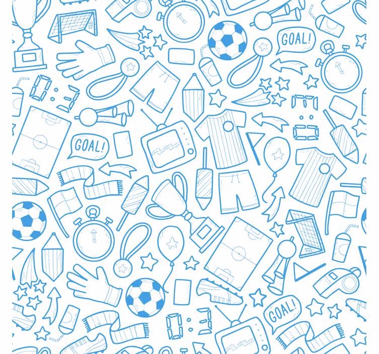 Foci rajzszett illusztráció kék tapéta - TenStickers