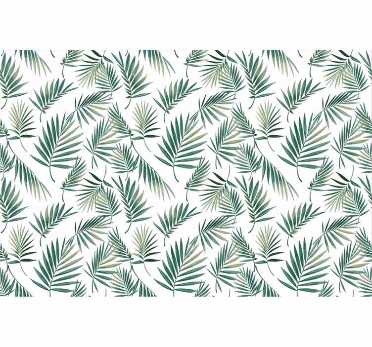 Skandináv design zöld levélmintás fehér tapéta - TenStickers