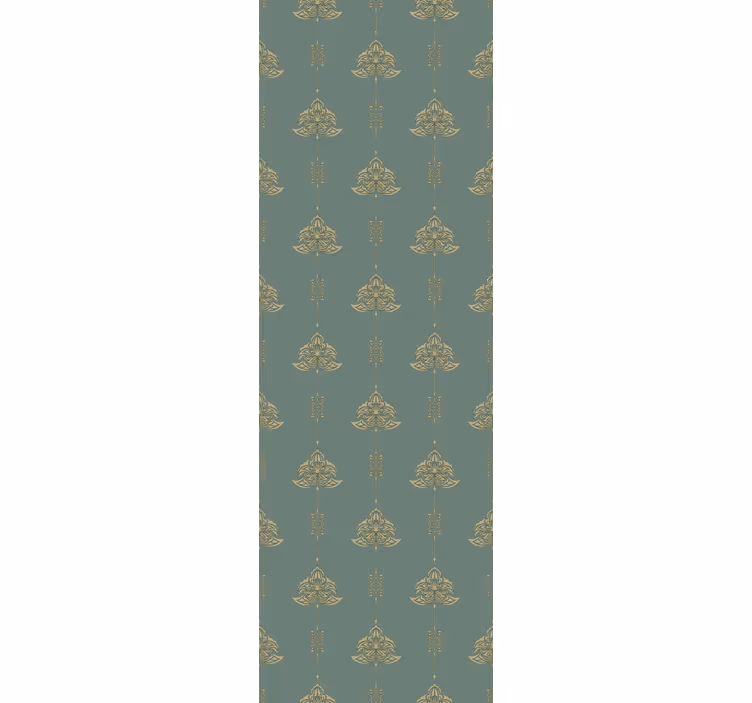 Zöld tapéta - teal szecessziós minta arany virágokkal - TenStickers