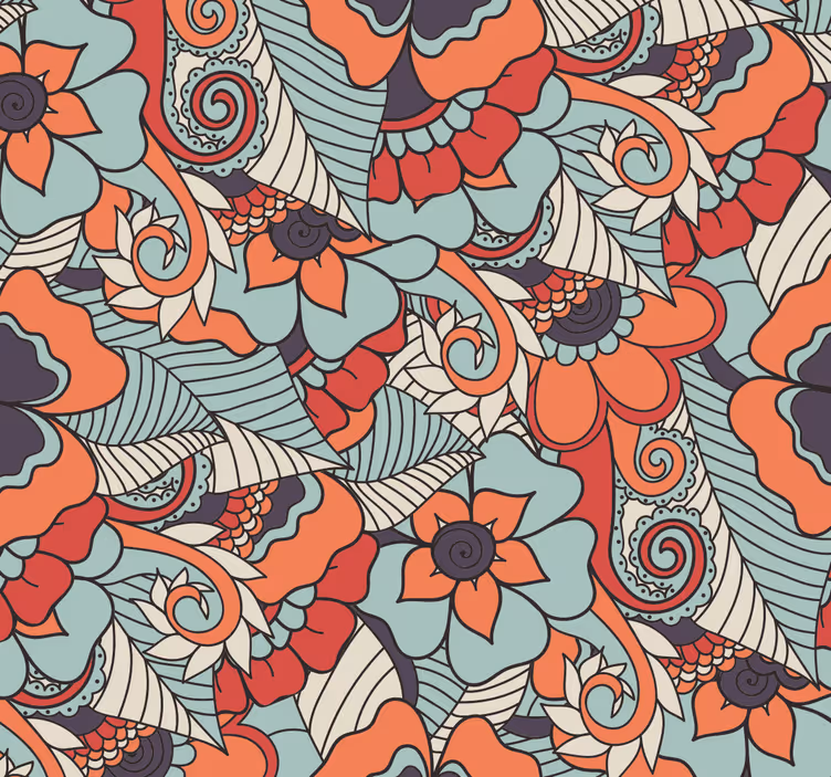 Nappali tapéta virágos paisley - TenStickers