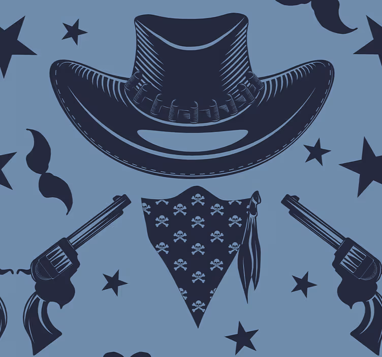 Cowboy kalap, nyáj és revolver gyerekek tapéta - TenStickers