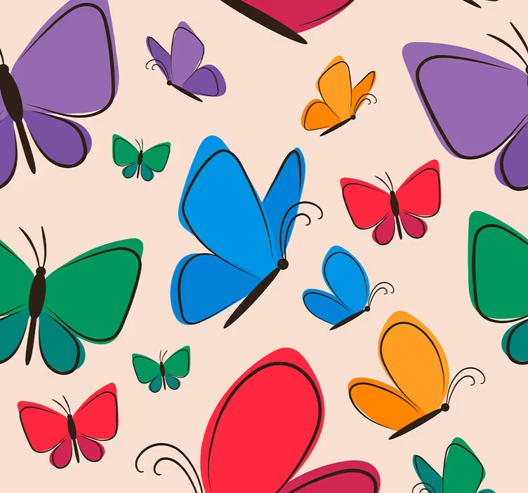 Pillangók repülnek a gyerekek pillangó tapéta - TenStickers