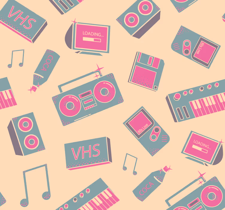 Retro zene minta Vintage tapétaek - TenStickers