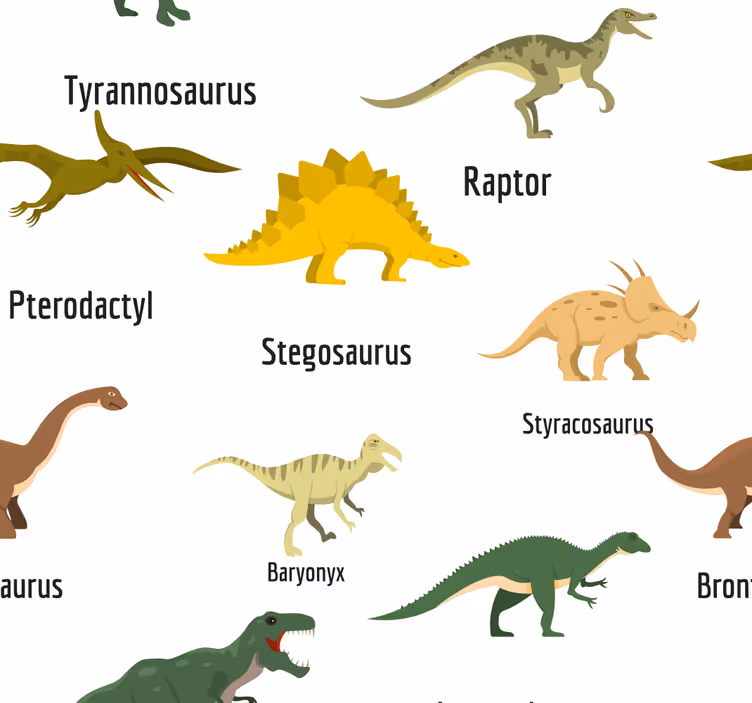 Reális dinoszauruszok nevekkel gyerekek tapéta - TenStickers