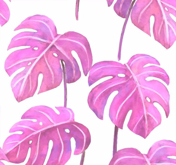 Rózsaszínűre festett monstera levél tapéta - TenStickers