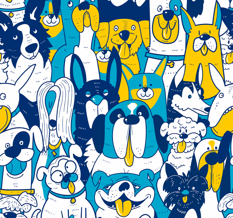 Animált kutyás összeállítás Állatok tapéta - TenStickers