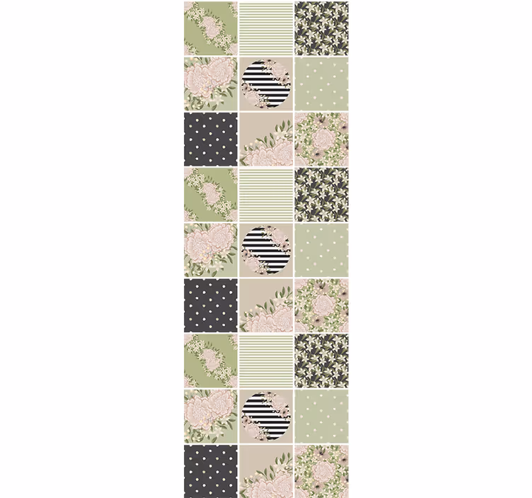 Virágos patchwork design Tapéta Virágdíszes - TenStickers